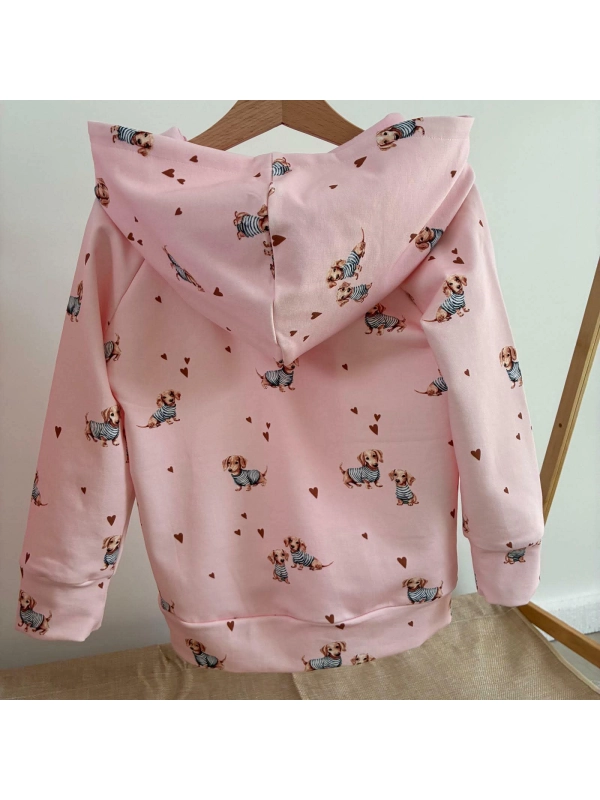 Różowy komplet dziewczęcy w Jamniki Bawełniana bluza i legginsy Różowy komplet dziewczęcy w Jamniki Bawełniana bluza i legginsy
